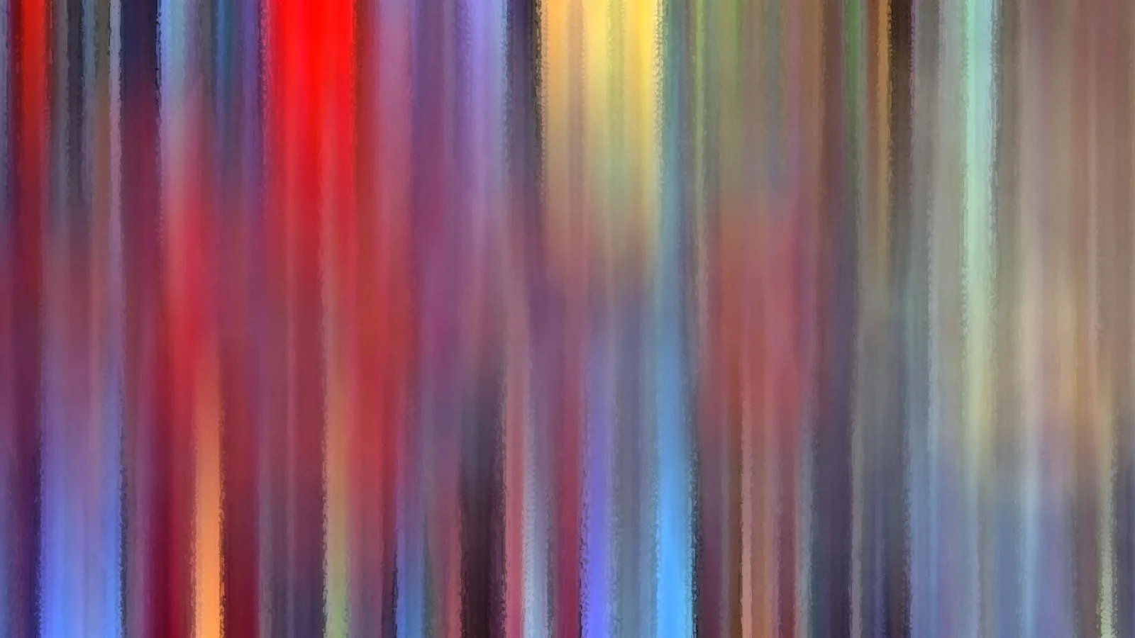 Abstraktes Bild aus senkrechten, unscharfen Streifen in Rot, Blau, Gelb und Violett.
