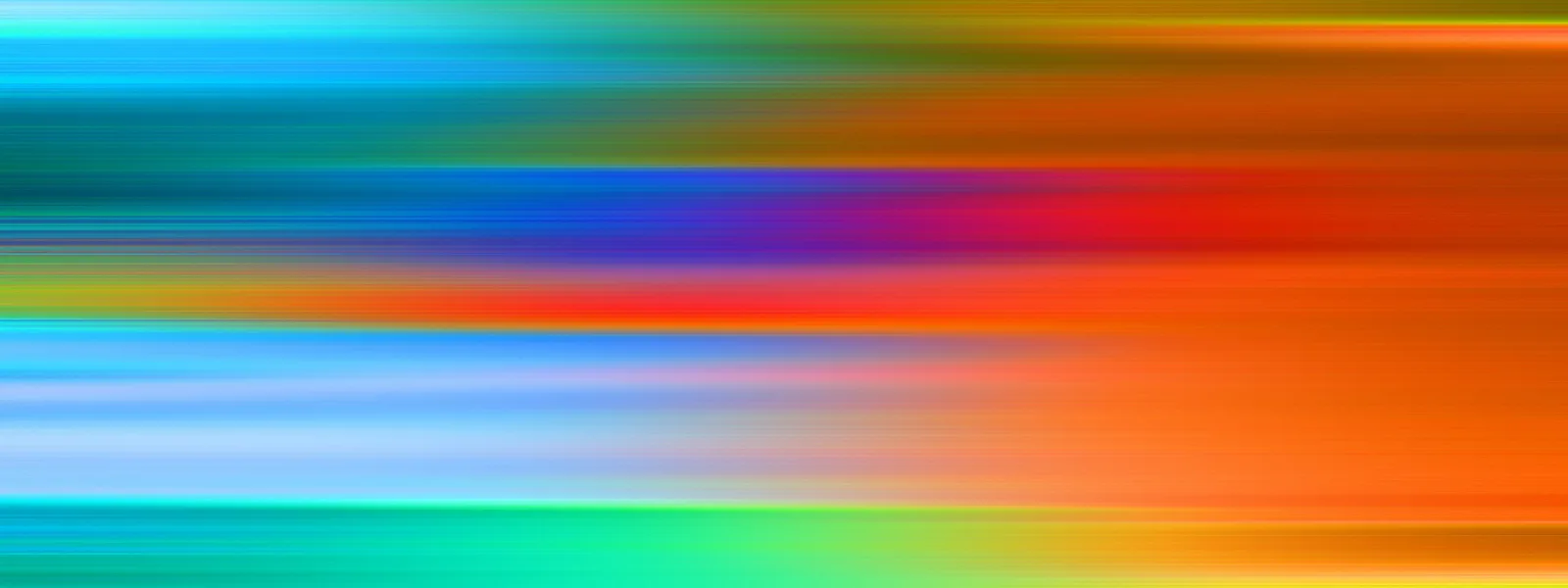 Horizontale, verwischte Streifen in Blau, Türkis, Orange, Rot und Grün, die von links nach rechts ineinanderlaufen.