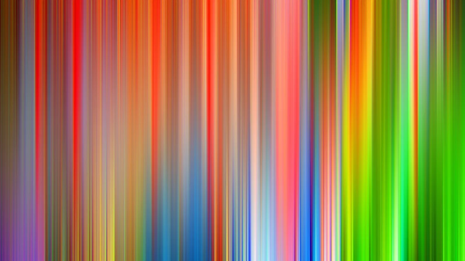 Abstrakte Komposition aus dicht nebeneinanderliegenden, vertikalen Streifen in Rot, Orange, Blau, Gelb und Grün, die nach unten weich verlaufen.