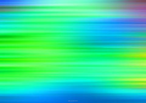Horizontale, unscharfe Streifen in Grün, Cyan und Blau mit gelben und violetten Akzenten auf dunklerem Blau am unteren Rand.