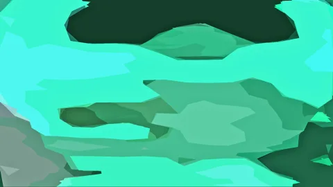 Abstrakte, kantige Farbflächen in Mint, Türkis und Dunkelgrün, dicht nebeneinander angeordnet.