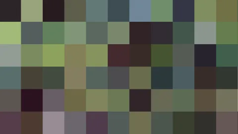 Mosaik aus quadratischen Pixelfeldern in Grün-, Grau- und Brauntönen, angeordnet in einem Raster aus zehn Spalten und sechs Reihen.