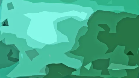 Abstrakte Komposition aus flachen, polygonalen Flächen in Grün- und Türkistönen, links oben heller.
