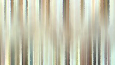 Abstraktes Bild aus vertikalen, weich verwischten Streifen in Beige, Braun, Grau und Weiß mit einzelnen grünlichen Akzenten.