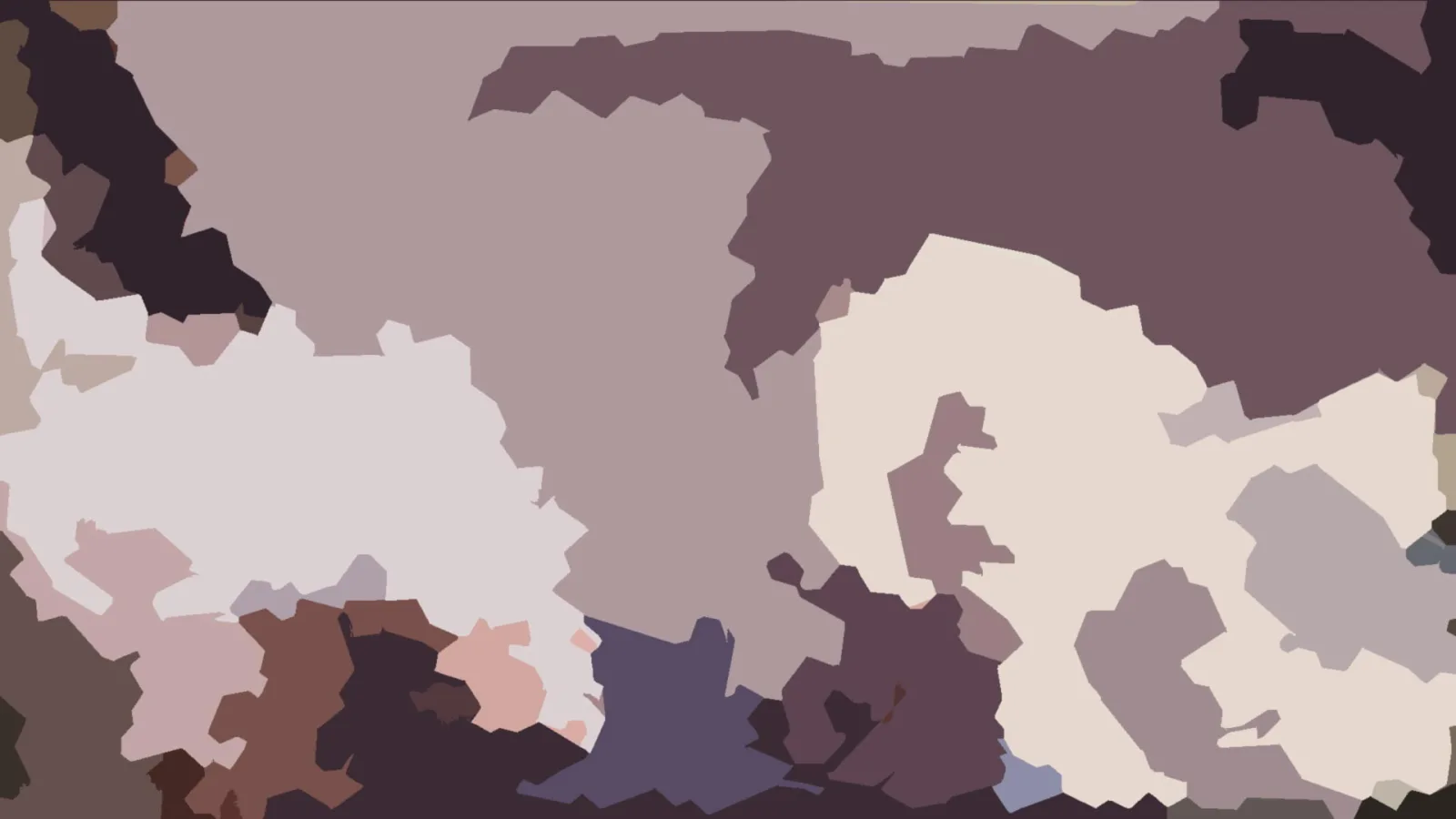Abstrakte Komposition aus unregelmäßigen flächigen Formen in Taupe, Rosa, Beige und Dunkelviolett