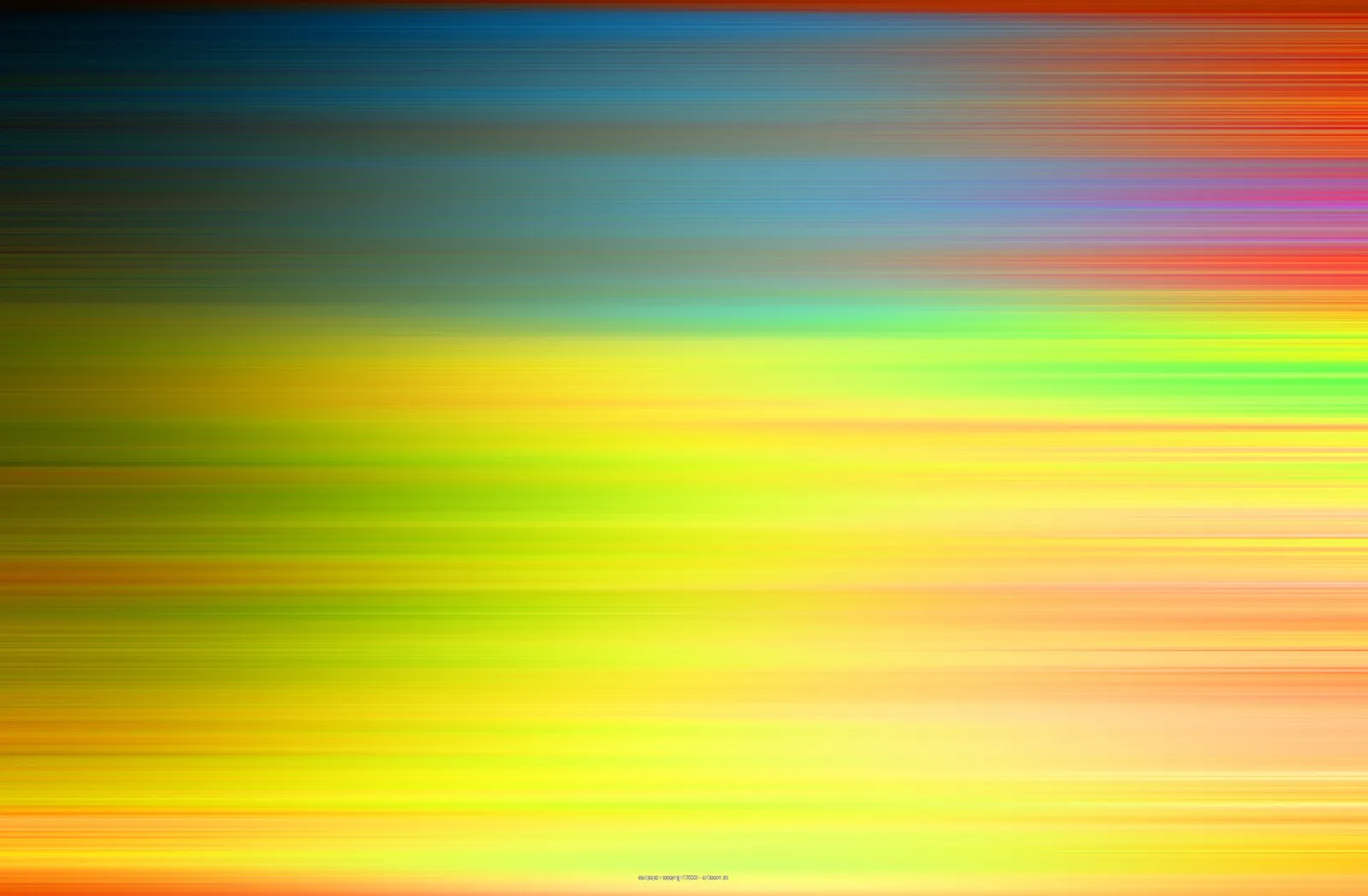 Abstrakte horizontale Streifen in Blau, Orange, Gelb und Grün, die ineinander verlaufen und wie verwischt wirken.