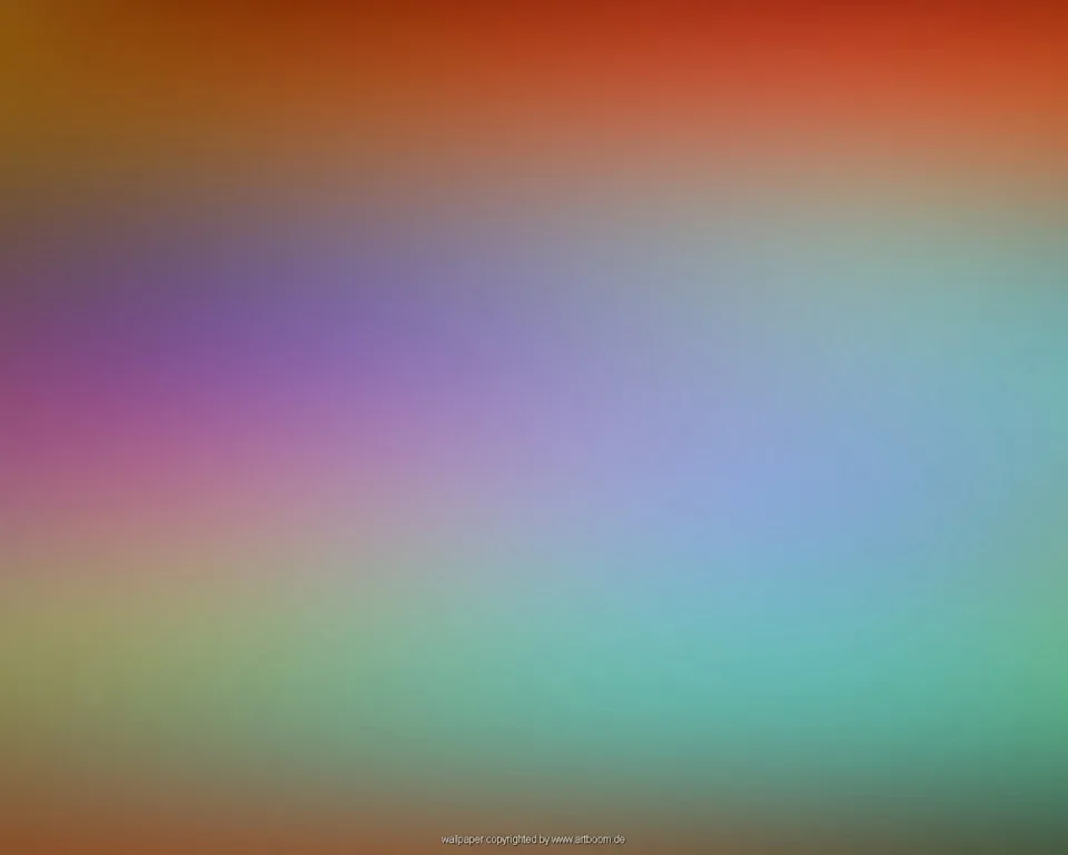 Weich verlaufende Farbflächen: oben Orange und Rot, links Violett und Pink, rechts Blau und Türkis, unten Grün.