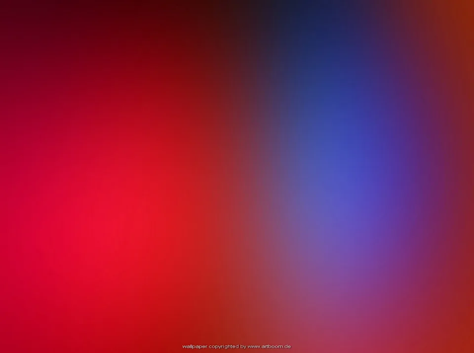 Unscharfer Farbverlauf von dunklem Rot links zu Blau in der Bildmitte, am oberen rechten Rand ein Orangeton.