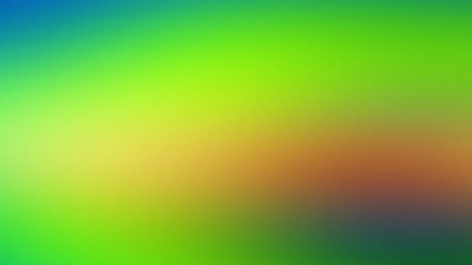 Unscharfer Farbverlauf von Blau oben links über Hellgrün und Gelb bis zu Orange und dunklem Grün unten rechts.