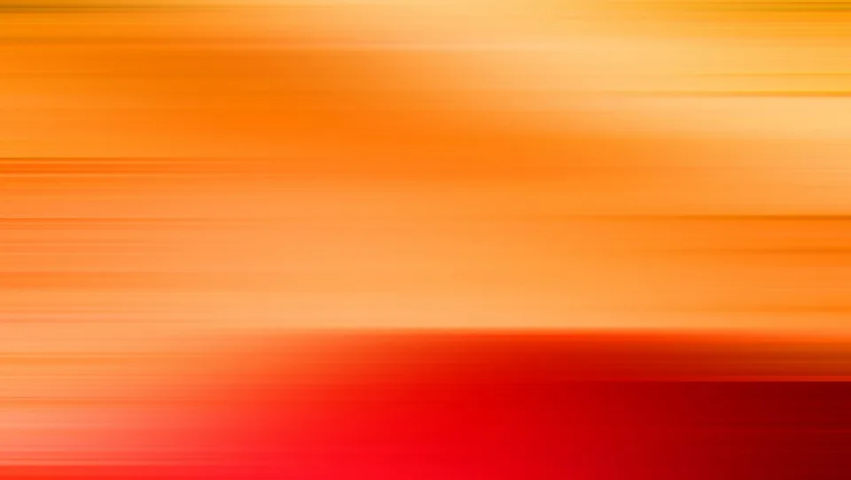 Abstrakte Komposition aus horizontalen, verwischten Streifen in Orange, die nach unten in intensives Rot übergehen.