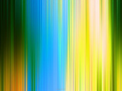 Abstraktes Bild aus senkrechten, verwischten Streifen in Grün, Blau, Gelb und Weiß