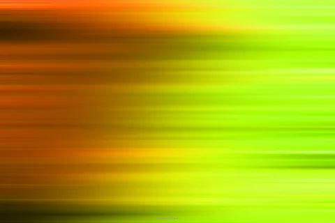 Abstrakte horizontale Streifen aus Orange, Braun und Grün, links dunkler, rechts hell leuchtendes Gelbgrün, wie bei einer Wischbewegung verwischt.