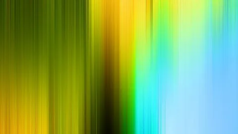 Abstrakte Fläche aus senkrechten, verwischten Streifen, die von Olivgrün über Gelb und Grün bis zu Hellblau übergehen.