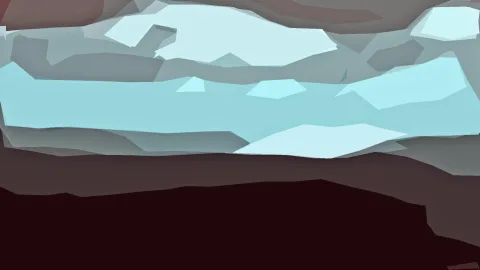 Abstrakte Komposition aus hellblauen, grauen und dunkelbraunen Flächen, die in horizontalen Schichten angeordnet sind