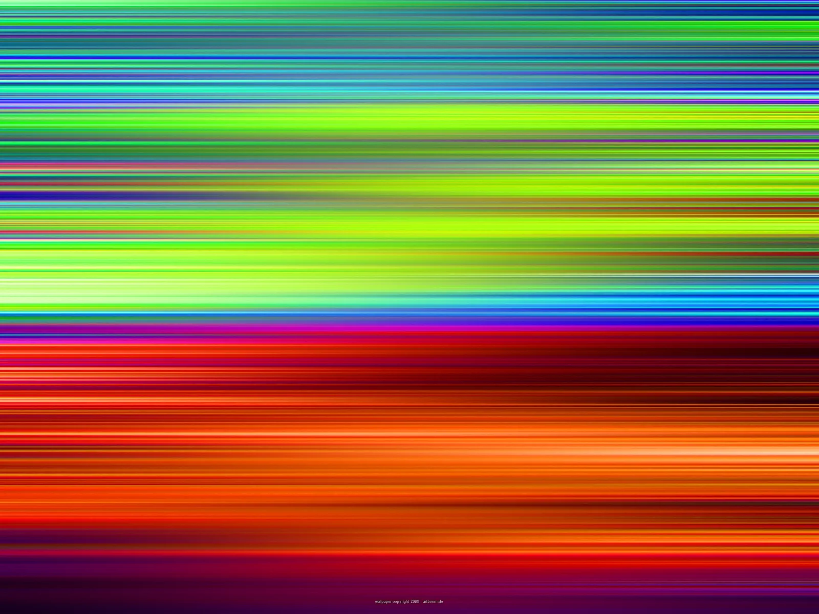 Horizontale Streifen in Grün, Gelb, Blau, Orange und Rot, die wie verwischte Lichtspuren wirken.