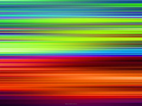 Horizontale Streifen in Grün, Gelb, Blau, Orange und Rot, die wie verwischte Lichtspuren wirken.