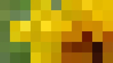 Mosaik aus quadratischen Pixelblöcken in Gelb, Ocker, Grün und Braun, angeordnet in einem Raster aus zehn mal sechs Feldern.