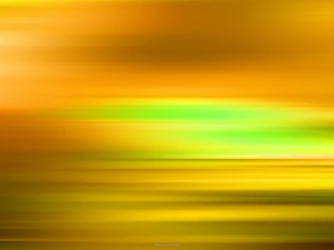 Abstrakte Komposition aus horizontalen, verwischten Streifen in Orange, Gelb und einem hellen Grünton.
