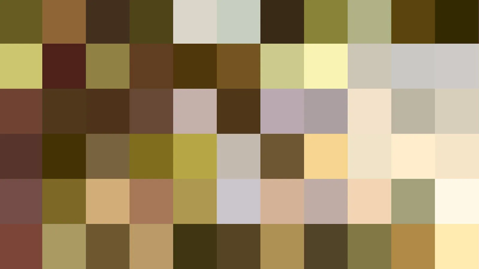 Raster aus rechteckigen Farbfeldern in Braun, Beige, Oliv, Ocker und Gelb