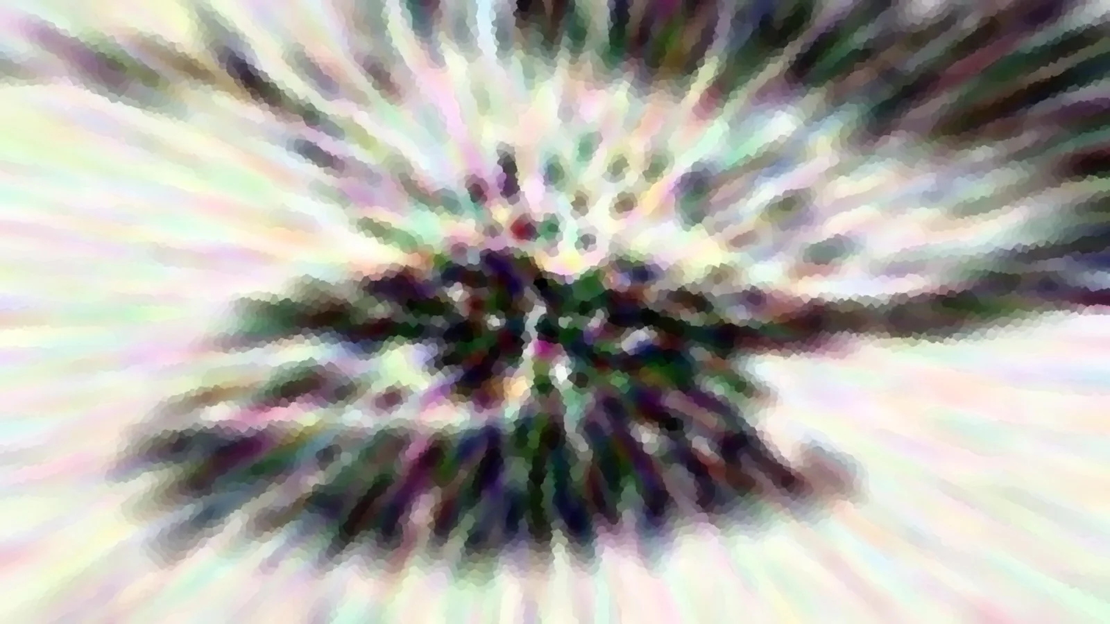 Abstrakte, radial angeordnete Farbschlieren in Pastelltönen mit dunklen Flecken im Zentrum.