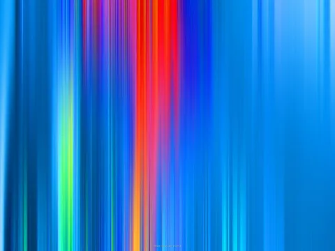 Vertikale, verwischte Lichtlinien in Blau, durchzogen von Rot, Orange und Grün.
