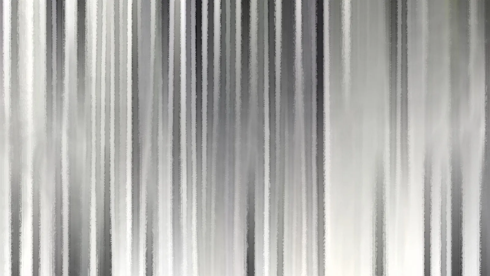 Abstrakte vertikale Streifen in Grau und Weiß mit weichen, gemalt wirkenden Rändern.