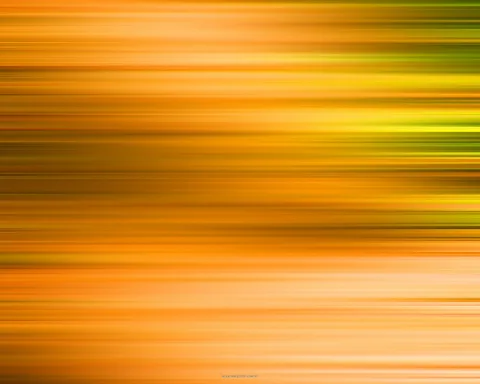 Abstrakte Komposition aus waagerechten, verwischten Streifen in Orange, Gelb und Grün, die von links nach rechts ineinanderfließen.