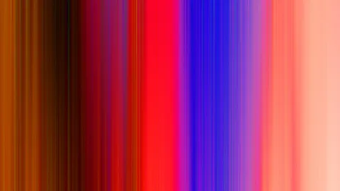 Abstrakte vertikale Streifen in Orange, Schwarz, Rot, Blau, Violett und Rosa, die wie verwischt nebeneinander stehen.