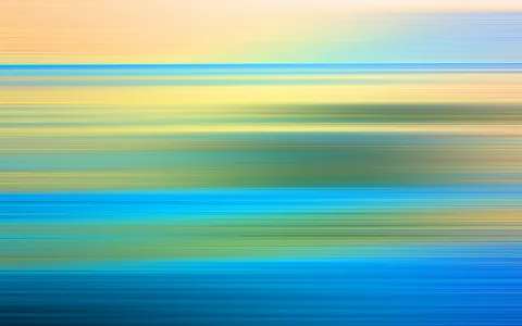 Abstrakte horizontale Streifen in Gelb, Türkis und Blau, wie durch schnelle Bewegung verwischt