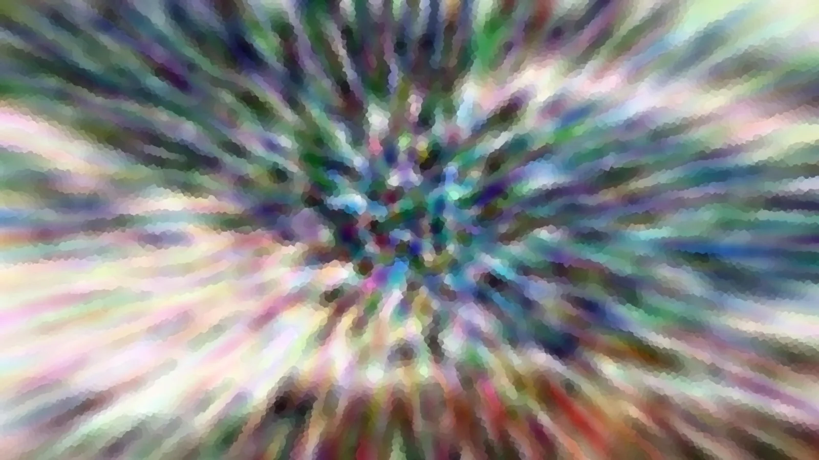 Abstraktes Bild aus bunten, verwischten Streifen, die von einem Mittelpunkt nach außen strahlen.
