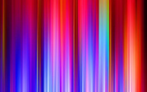 Abstraktes Muster aus dicht nebeneinanderliegenden, vertikalen Streifen in Rot, Pink, Violett, Blau und Hellblau, die nach unten hin weicher und heller werden.