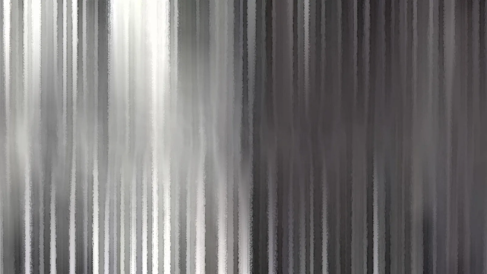 Abstraktes Bild aus vertikalen, verwischten Streifen in Grau und Weiß, links oben am hellsten, rechts dunkler.
