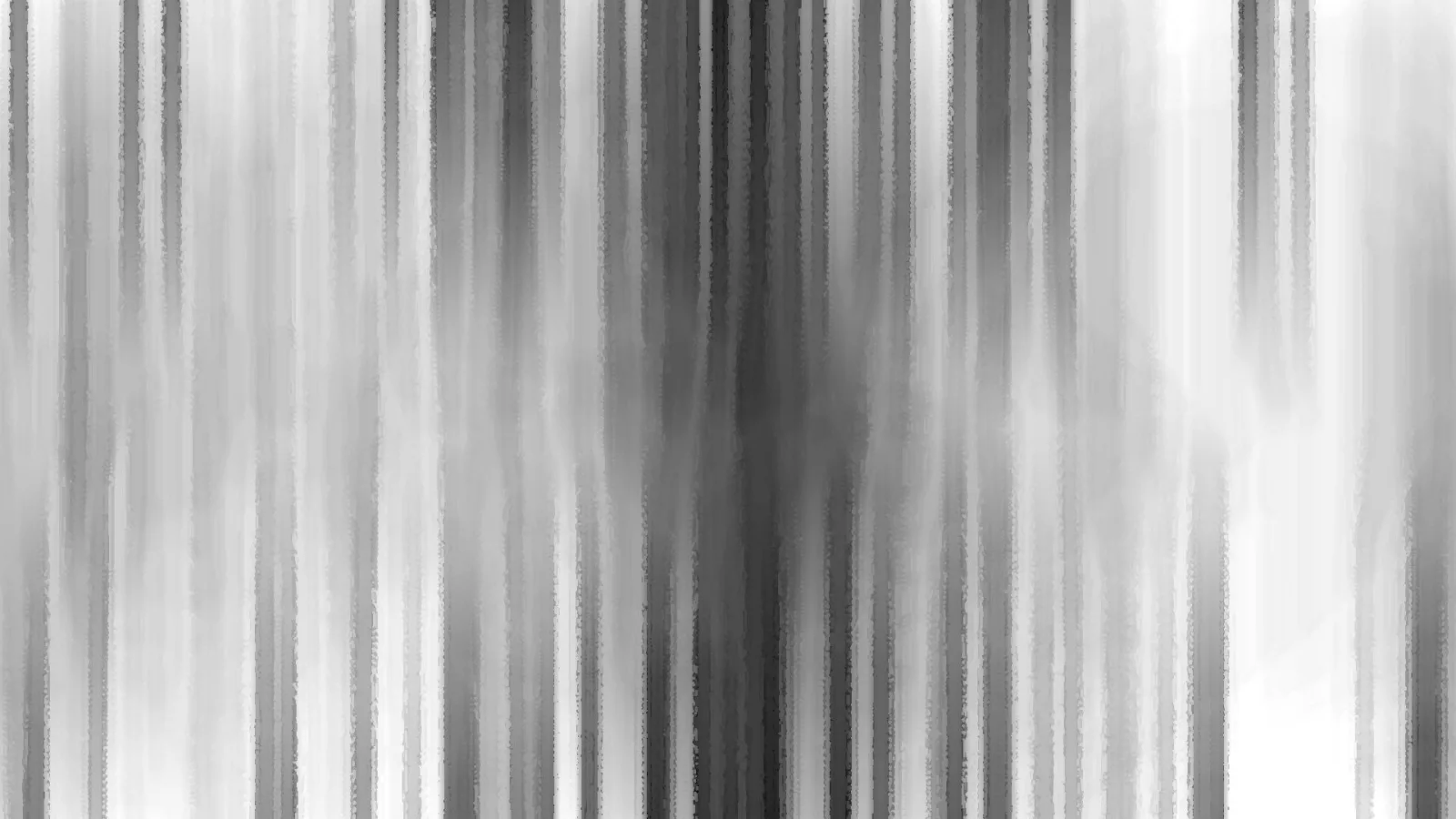 Abstraktes Bild aus vertikalen, verwischten Streifen in Schwarz, Grau und Weiß, dunkler in der Mitte und heller zu den Rändern.