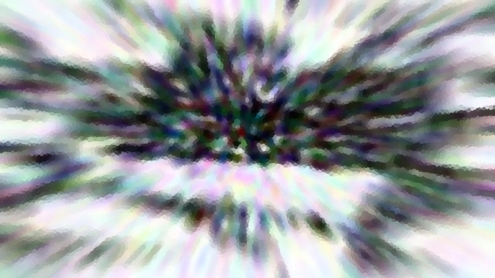 Abstraktes Bild mit bunten, verwischten Streifen, die von einem dunklen Zentrum in der Mitte nach außen strahlen.