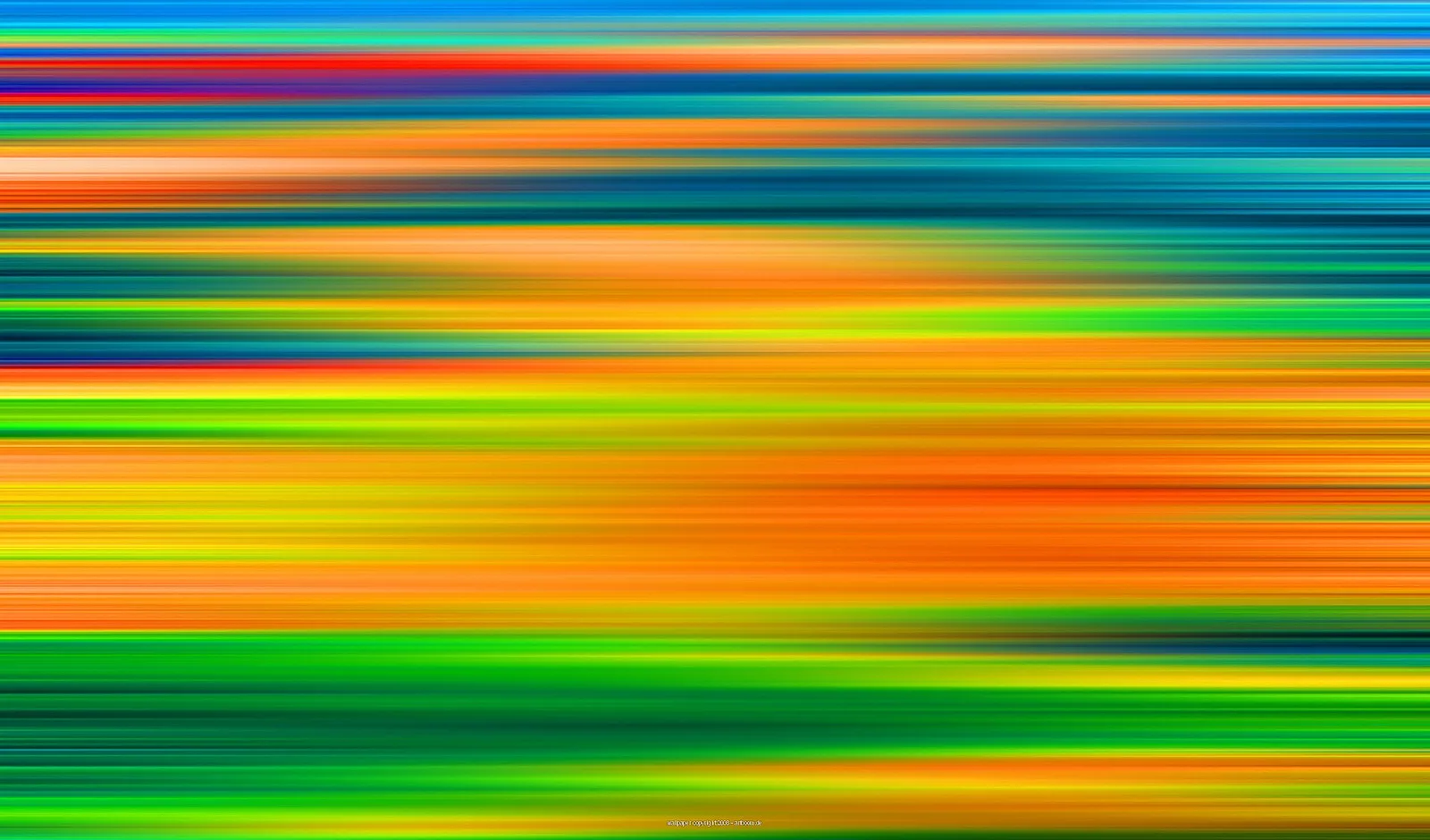 Horizontal verlaufende, unscharfe Streifen in Blau, Rot, Orange, Gelb und Grün, dicht übereinander angeordnet.