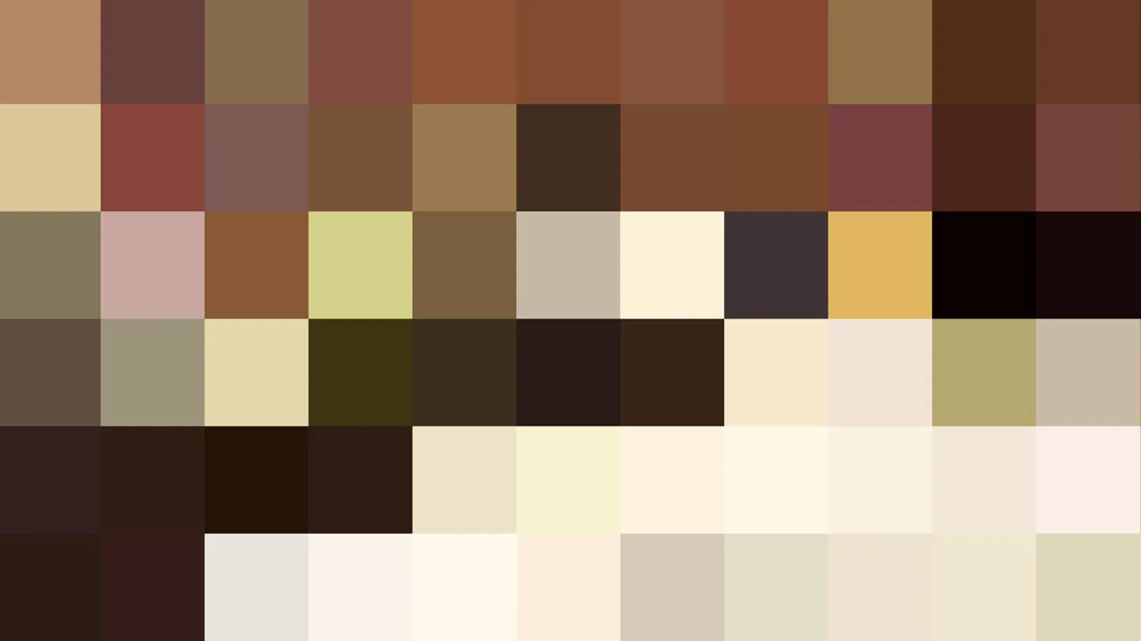 Rasterbild aus kleinen farbigen Quadraten in Braun-, Beige- und Cremetönen, von dunklem Umbra bis hellem Elfenbein.