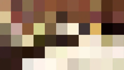 Rasterbild aus kleinen farbigen Quadraten in Braun-, Beige- und Cremetönen, von dunklem Umbra bis hellem Elfenbein.