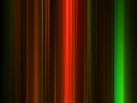 Abstraktes Bild aus senkrechten, unscharfen Streifen in Rot, Orange und Grün auf dunklem Grund, mit einem hellen roten Streifen in der Mitte und einem grünen rechts.