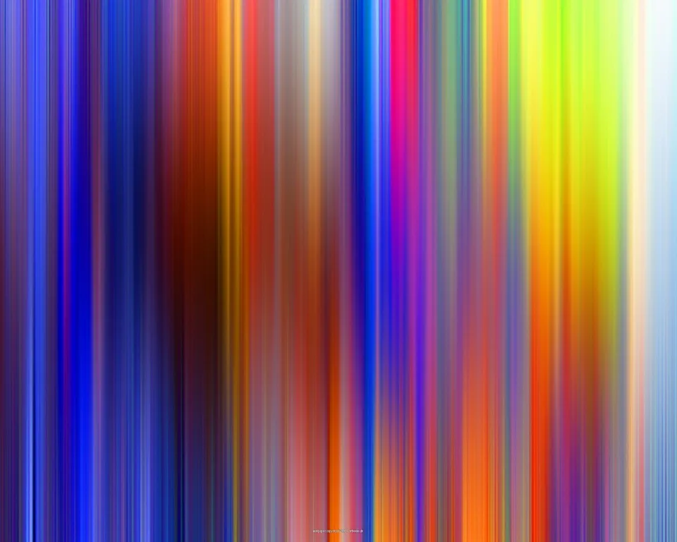 Abstraktes Bild aus dicht nebeneinander stehenden, unscharfen vertikalen Streifen in Blau, Violett, Rot, Orange, Gelb und Grün.