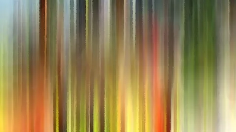Abstraktes Bild aus dicht gesetzten, senkrechten Farbstreifen in Grün, Gelb, Orange und Braun.