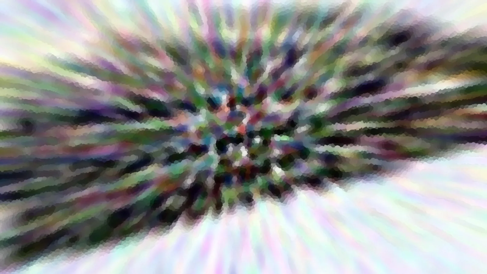 Abstraktes Bild aus bunten Farbstreifen, die radial von einem dunklen Zentrum nach außen laufen.