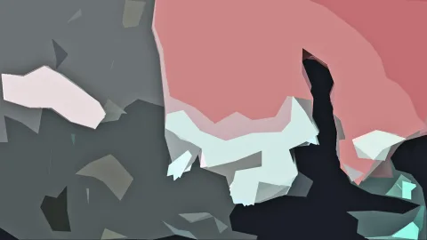 Abstrakte Komposition aus facettierten Flächen in Rosa, Grau, Weiß und Dunkelblau