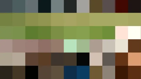 Raster aus sechs Reihen mit Farbfeldern in Grau, Oliv, Grün, Rosa, Braun und Schwarz.