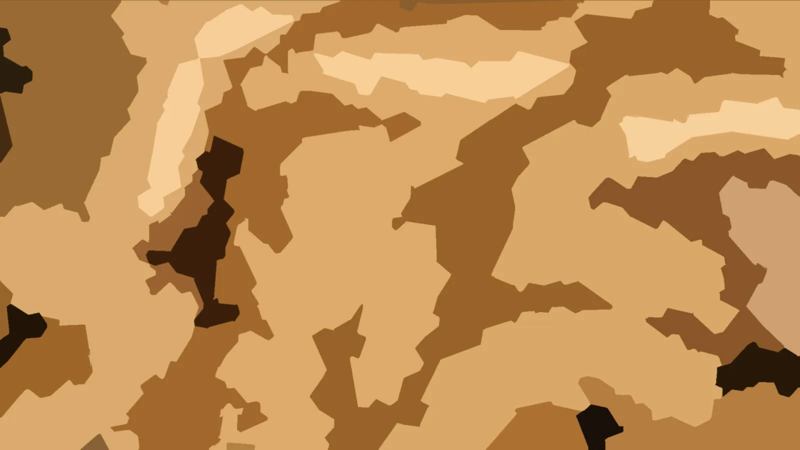 Abstraktes Muster aus organisch geformten Flächen in Braun-, Beige- und Sandtönen, mit hellen Streifen oben und dunklen Partien links und unten.