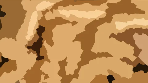 Abstraktes Muster aus organisch geformten Flächen in Braun-, Beige- und Sandtönen, mit hellen Streifen oben und dunklen Partien links und unten.