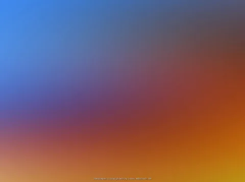 Abstrakter Farbverlauf von Blau oben links über Violett und Rostrot bis zu Gelb und Orange unten rechts.