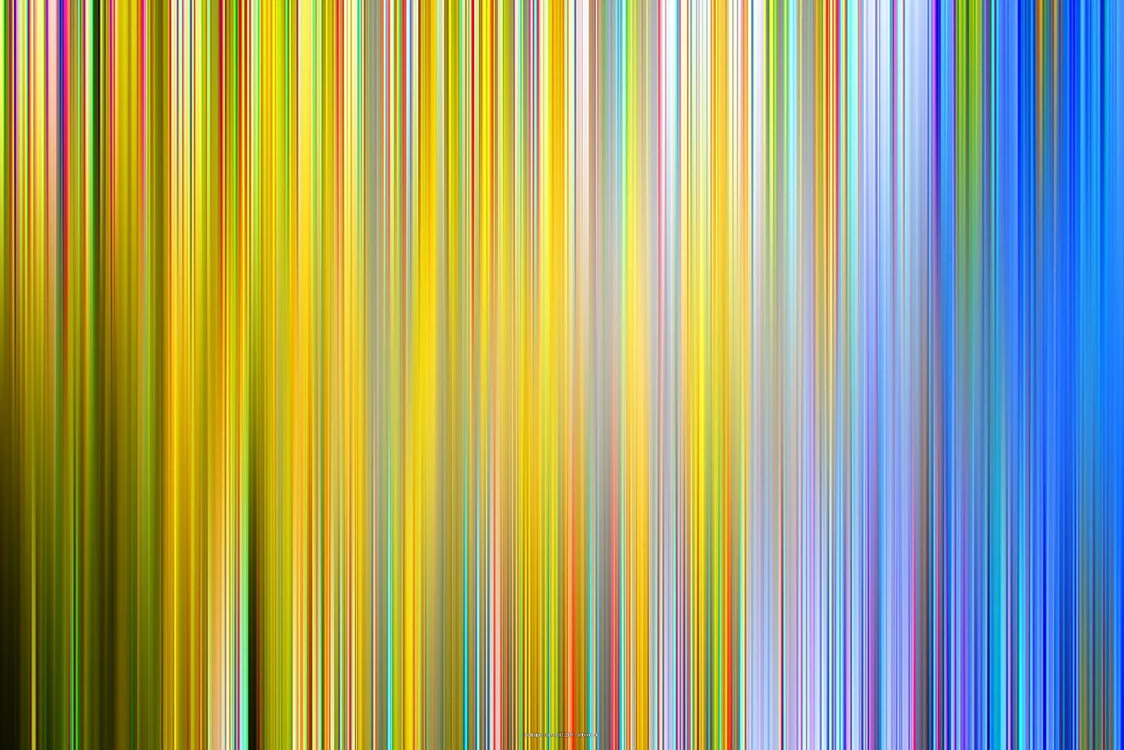 Abstrakte vertikale Streifen in Gelb, Grün, Orange und Blau, die von links nach rechts von warmen zu kühlen Farben übergehen.