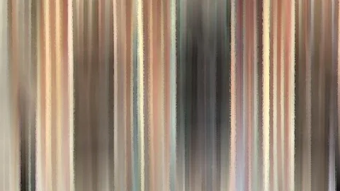 Abstraktes Bild aus vertikalen, verwischten Streifen in Beige, Rosa, Grau und Grün, mit dunklerem Bereich in der Mitte.