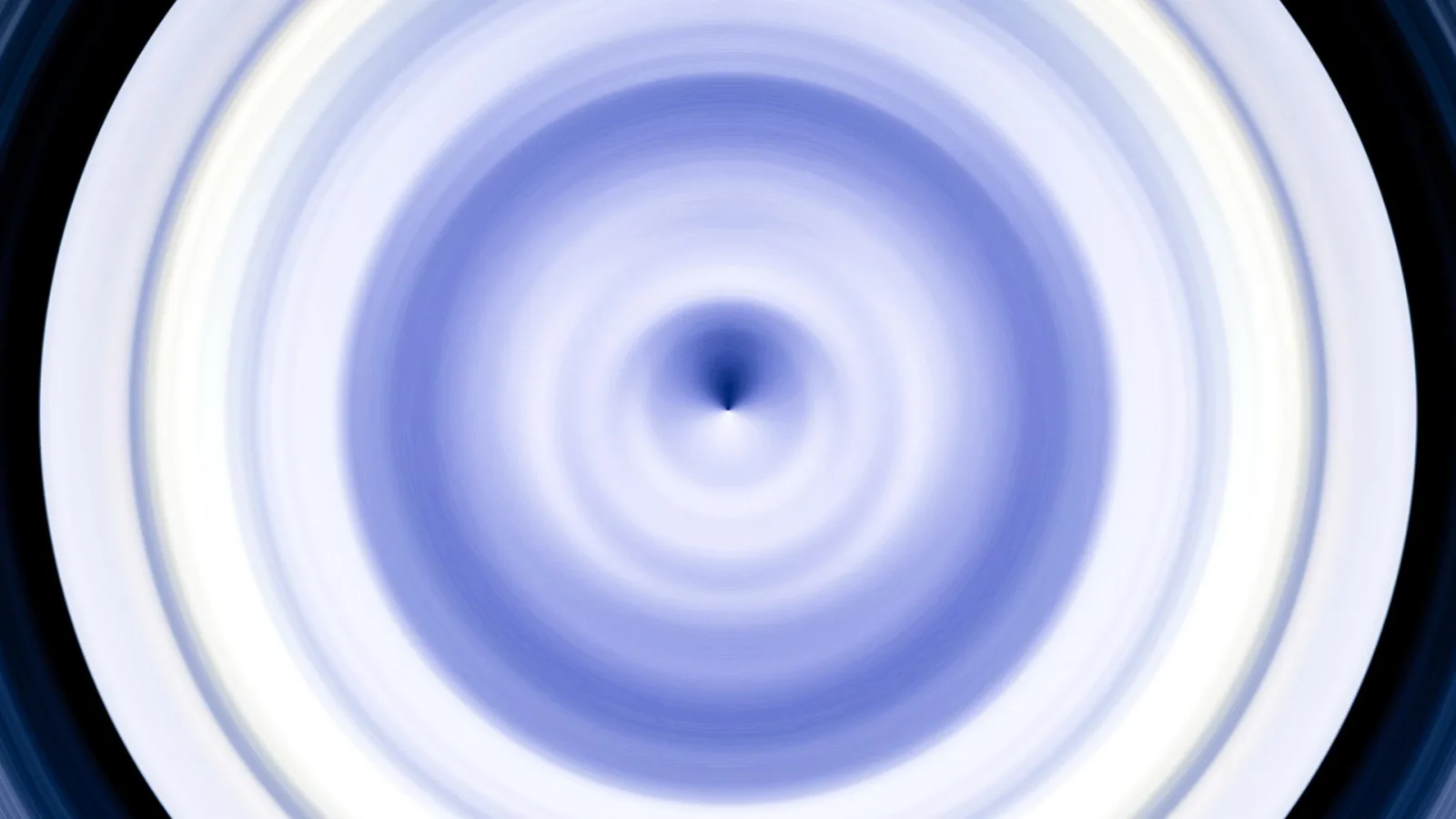 Konzentrische blaue und weiße Kreise, die von einem dunklen Punkt in der Mitte nach außen wirbeln, mit dunklem Rand an den Ecken.