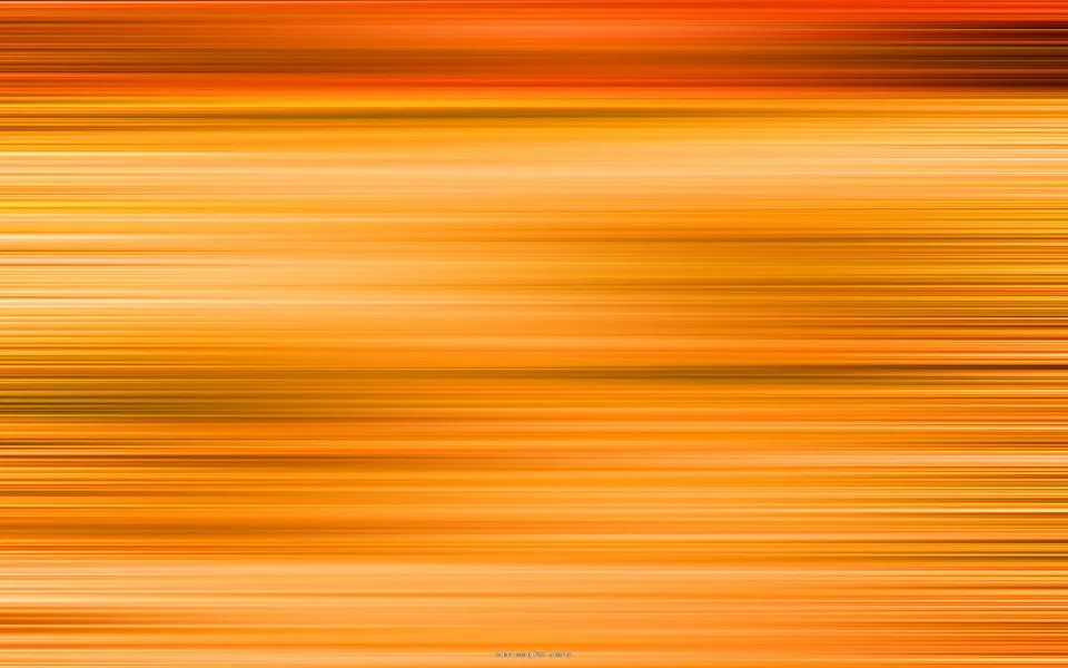 Abstrakte Komposition aus horizontalen Streifen in Orange, Gelb und Braun, die an Bewegungsunschärfe erinnern. Am unteren Rand ist eine winzige blaue Schrift zu erkennen.